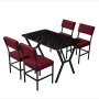HANAH HOME Set Trpezarijski sto i 4 stolice Dubai Burgundy Black - slika 3
