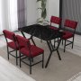 HANAH HOME Set Trpezarijski sto i 4 stolice Dubai Burgundy Black - slika 1