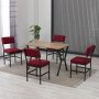 HANAH HOME Set Trpezarijski sto i 4 stolice Dubai Burgundy Walnut - slika 2