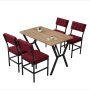 HANAH HOME Set Trpezarijski sto i 4 stolice Dubai Burgundy Walnut - slika 3