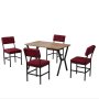 HANAH HOME Set Trpezarijski sto i 4 stolice Dubai Burgundy Walnut - slika 4