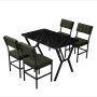 HANAH HOME Set Trpezarijski sto i 4 stolice Dubai Green Black - slika 3