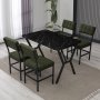 HANAH HOME Set Trpezarijski sto i 4 stolice Dubai Green Black - slika 1