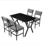 HANAH HOME Set Trpezarijski sto i 4 stolice Dubai Grey Black - slika 3