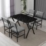HANAH HOME Set Trpezarijski sto i 4 stolice Dubai Grey Black - slika 1