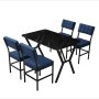 HANAH HOME Set Trpezarijski sto i 4 stolice Dubai Navy Blue Black - slika 3