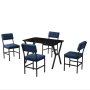 HANAH HOME Set Trpezarijski sto i 4 stolice Dubai Navy Blue Black - slika 4