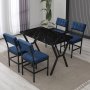 HANAH HOME Set Trpezarijski sto i 4 stolice Dubai Navy Blue Black - slika 1