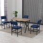 HANAH HOME Set Trpezarijski sto i 4 stolice Dubai Navy Blue Walnut - slika 2