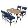 HANAH HOME Set Trpezarijski sto i 4 stolice Dubai Navy Blue Walnut - slika 3