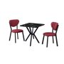 HANAH HOME Set Trpezarijski sto i 2 stolice Elma Burgundy Black - slika 2