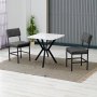 HANAH HOME Set Trpezarijski sto i 2 stolice Dubai Anthracite White - slika 1