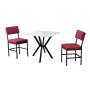 HANAH HOME Set Trpezarijski sto i 2 stolice Dubai Burgundy White - slika 2