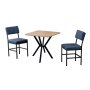 HANAH HOME Set Trpezarijski sto i 2 stolice Dubai Navy Blue Walnut - slika 2
