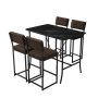 HANAH HOME Set Barski sto i 4 stolice Retro Brown Black - slika 3