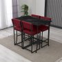 HANAH HOME Set Barski sto i 4 stolice Retro Burgundy Black - slika 2