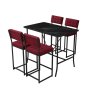 HANAH HOME Set Barski sto i 4 stolice Retro Burgundy Black - slika 3