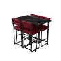 HANAH HOME Set Barski sto i 4 stolice Retro Burgundy Black - slika 4