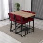 HANAH HOME Set Barski sto i 4 stolice Retro Burgundy Walnut - slika 2