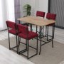 HANAH HOME Set Barski sto i 4 stolice Retro Burgundy Walnut - slika 1