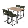 HANAH HOME Set Barski sto i 4 stolice Retro Green Walnut - slika 3