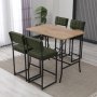 HANAH HOME Set Barski sto i 4 stolice Retro Green Walnut - slika 1