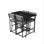 HANAH HOME Set Barski sto i 4 stolice Retro Grey Black - slika 4