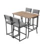 HANAH HOME Set Barski sto i 4 stolice Retro Grey Walnut - slika 3