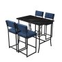 HANAH HOME Set Barski sto i 4 stolice Retro Navy Blue Black - slika 3