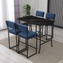 HANAH HOME Set Barski sto i 4 stolice Retro Navy Blue Black - slika 1