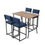 HANAH HOME Set Barski sto i 4 stolice Retro Navy Blue Walnut - slika 3