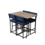 HANAH HOME Set Barski sto i 4 stolice Retro Navy Blue Walnut - slika 4