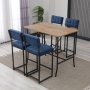 HANAH HOME Set Barski sto i 4 stolice Retro Navy Blue Walnut - slika 1