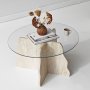 HANAH HOME Sto za dnevnu sobu Butterfly Travertine Transparent - slika 2