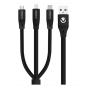 VOLKANO Kabl Volkano VK-20086-BK Slim Series Flat PVC 3-in-1 USB-C/Lightning/Micro - slika 1
