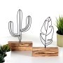 WALLXPERT Set ukrasnih predmeta (2 komada) Cactus Feather Mini Set Black - slika 2
