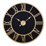 WALLXPERT Dekorativni metalni zidni sat Retro Gold Black - slika 1