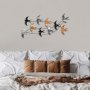 WALLXPERT Dekorativni metalni zidni dodatak Flock of Swallows 2 - slika 1