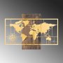 WALLXPERT Dekorativni drveni zidni dodatak World Map Wıth Compass Gold - slika 4