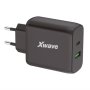 Xwave GaN65W-AC GaN ultrabrzi punjač 65W USB-A + USB-C crni - slika 1