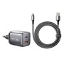 REMAX Set: Strujni punjač Wisdom GaN 1xUSB 3.0+1xUSB-C 100W + USB-C kabl CA-15, crni - slika 1