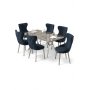 HANAH HOME Rasklopivi trpezarijski sto i stolice (7 delova) Esla Anthracite Chrome - slika 2