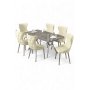 HANAH HOME Rasklopivi trpezarijski sto i stolice (7 delova) Esla Anthracite Chrome Cream - slika 2
