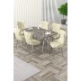 HANAH HOME Rasklopivi trpezarijski sto i stolice (7 delova) Esla Anthracite Chrome Cream - slika 1