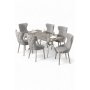 HANAH HOME Rasklopivi trpezarijski sto i stolice (7 delova) Esla Anthracite Chrome Grey - slika 1