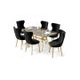 HANAH HOME Rasklopivi trpezarijski sto i stolice (7 delova) Esla Anthracite Gold Black - slika 1