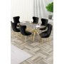 HANAH HOME Rasklopivi trpezarijski sto i stolice (7 delova) Esla Anthracite Gold Black - slika 2