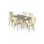 HANAH HOME Rasklopivi trpezarijski sto i stolice (7 delova) Esla Anthracite Gold Cream - slika 1