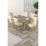 HANAH HOME Rasklopivi trpezarijski sto i stolice (7 delova) Esla Anthracite Gold Cream - slika 2