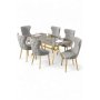 HANAH HOME Rasklopivi trpezarijski sto i stolice (7 delova) Esla Anthracite Gold Grey - slika 1